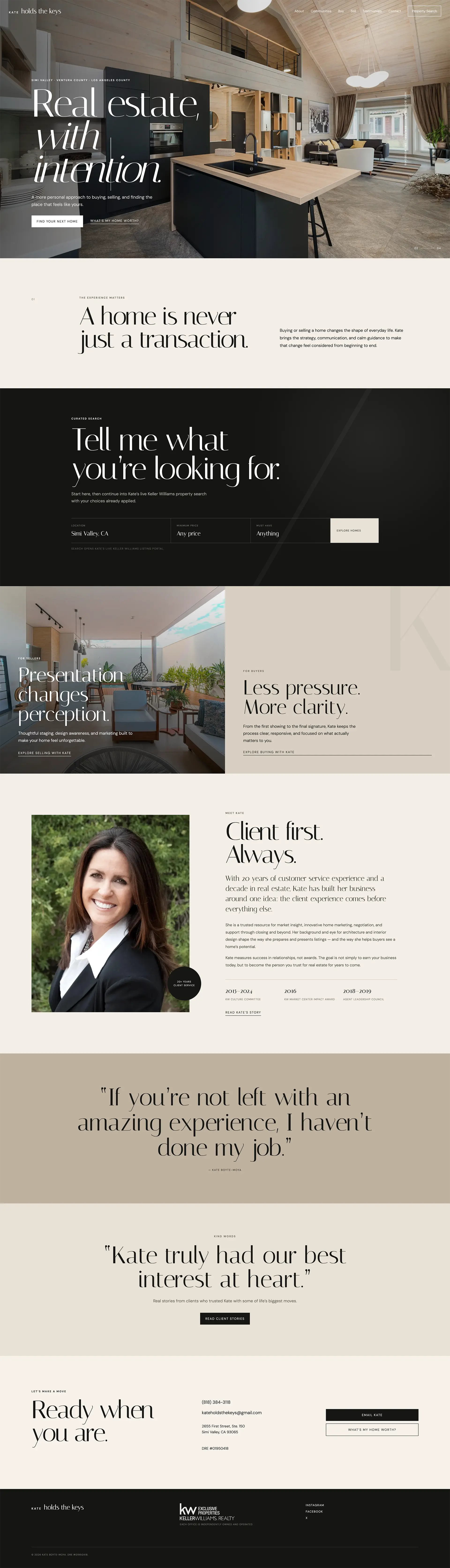 Kate Holds the Keys custom agent website