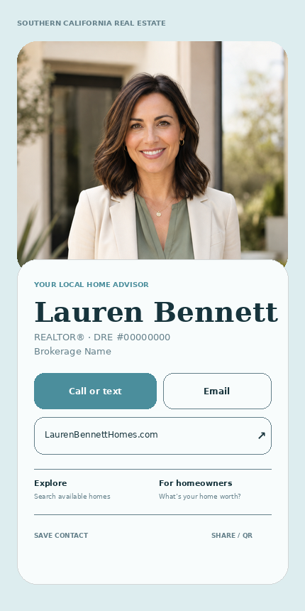 Coastal Lauren Bennett contact card example