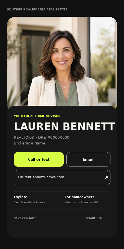 Editorial Lauren Bennett contact card example