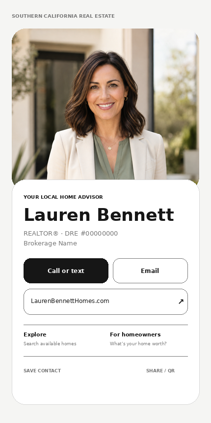 Minimal Lauren Bennett contact card example